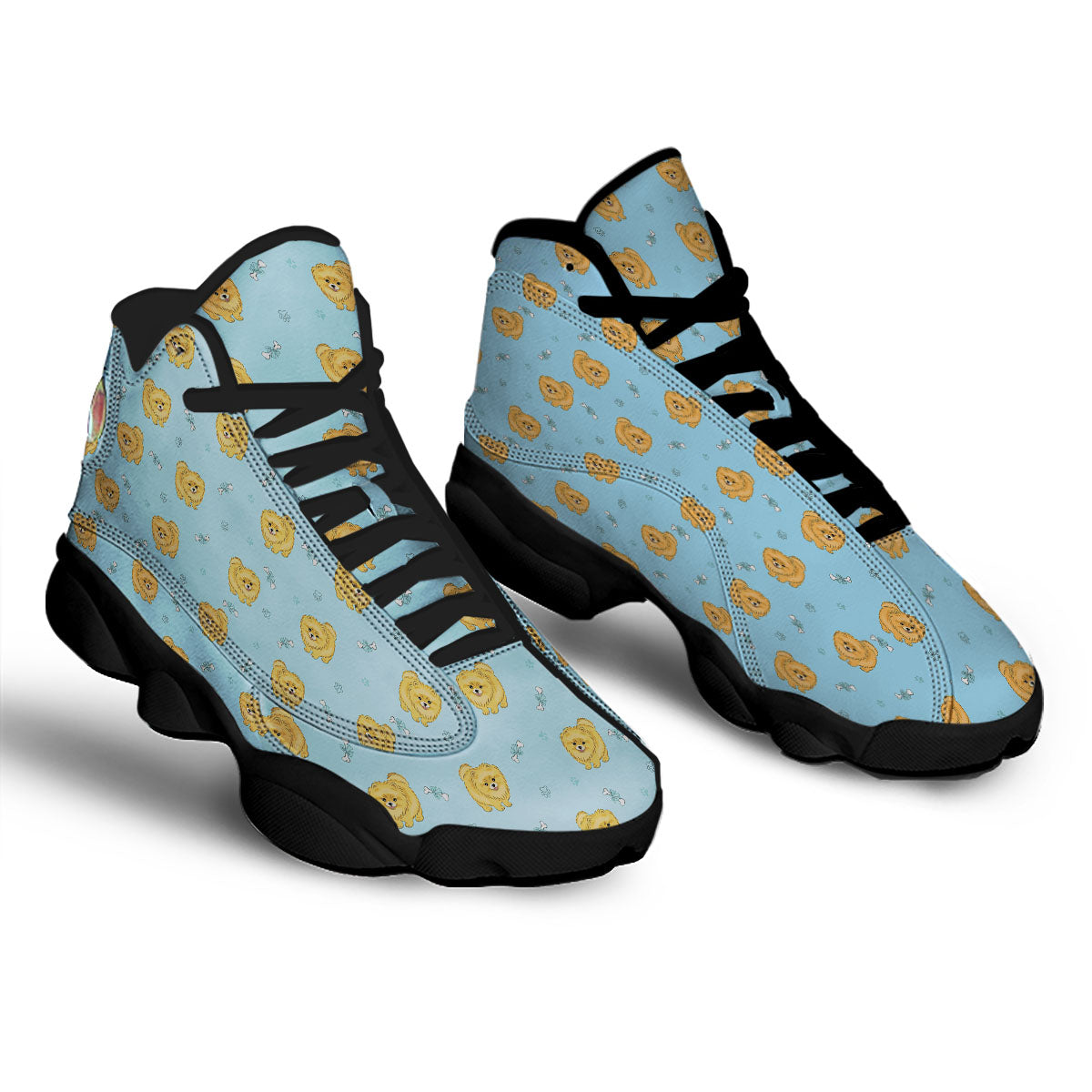 Pomeranian Little Print Pattern Black Basketball Shoes-grizzshop