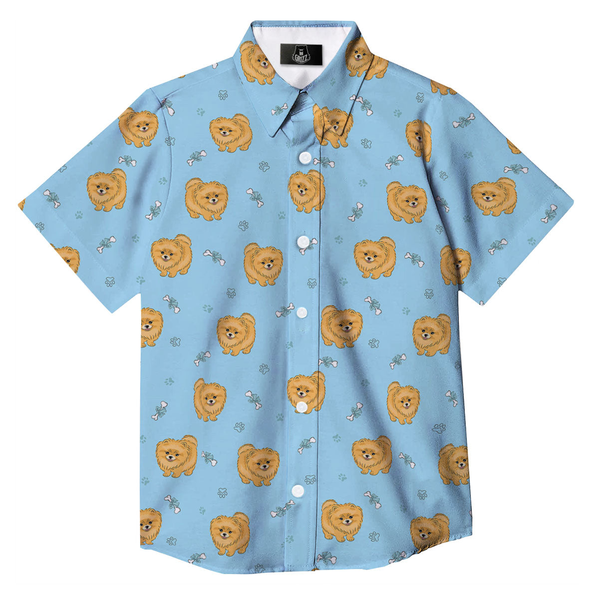 Pomeranian Little Print Pattern Button Up Shirt-grizzshop