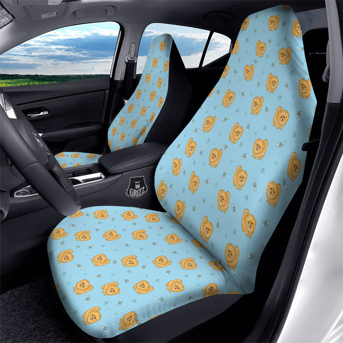 Pomeranian Little Print Pattern Car Seat Covers-grizzshop