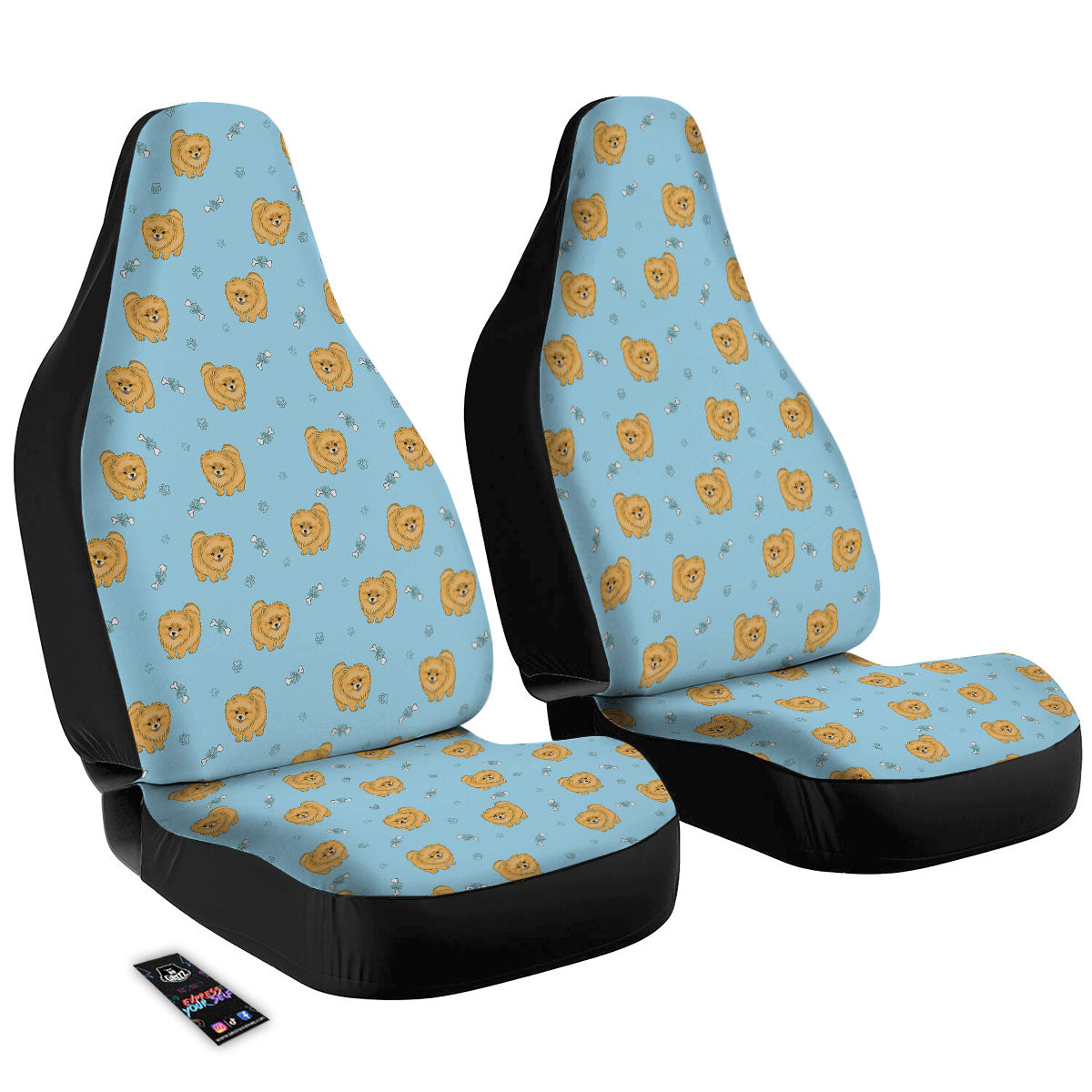 Pomeranian Little Print Pattern Car Seat Covers-grizzshop