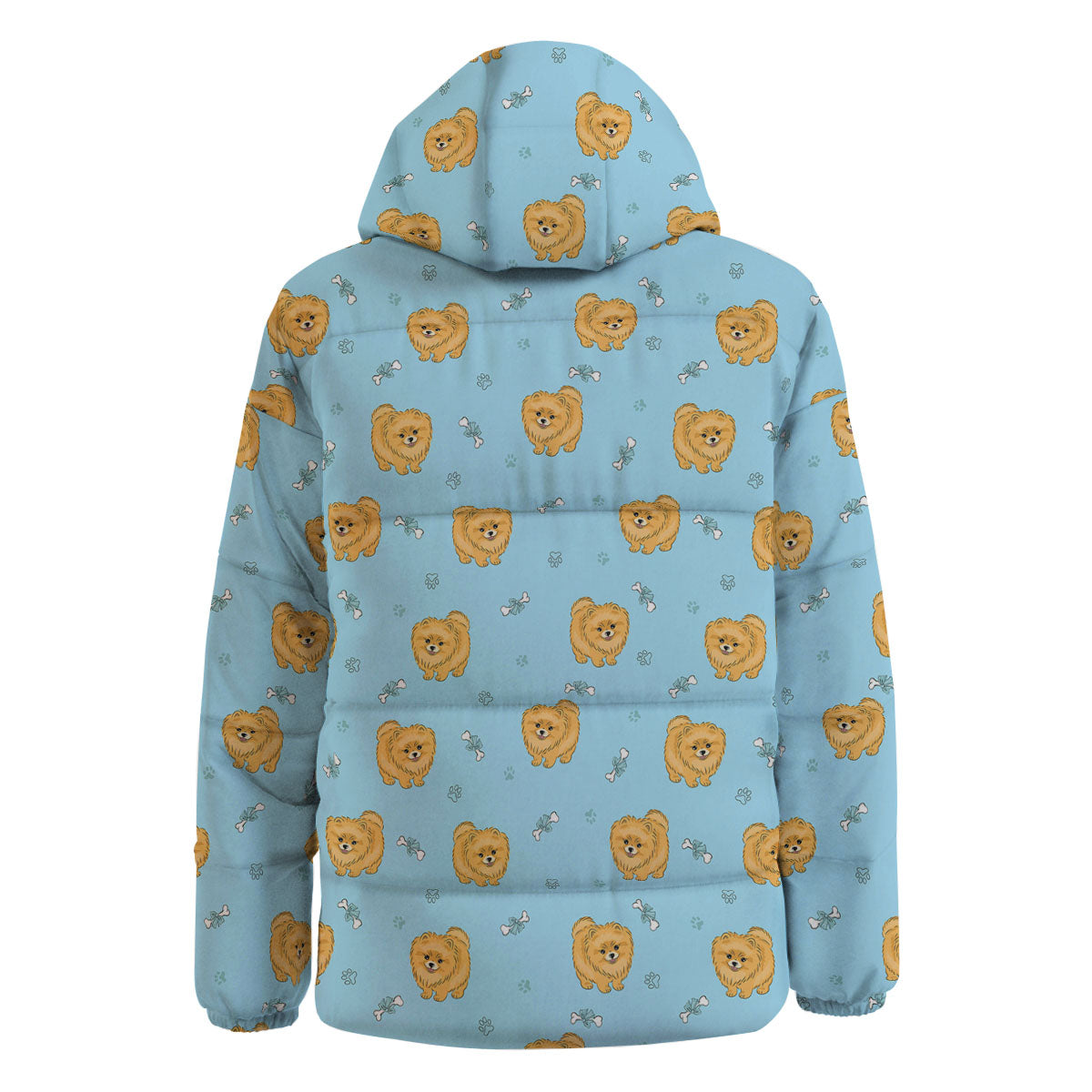 Pomeranian Little Print Pattern Down Jacket-grizzshop