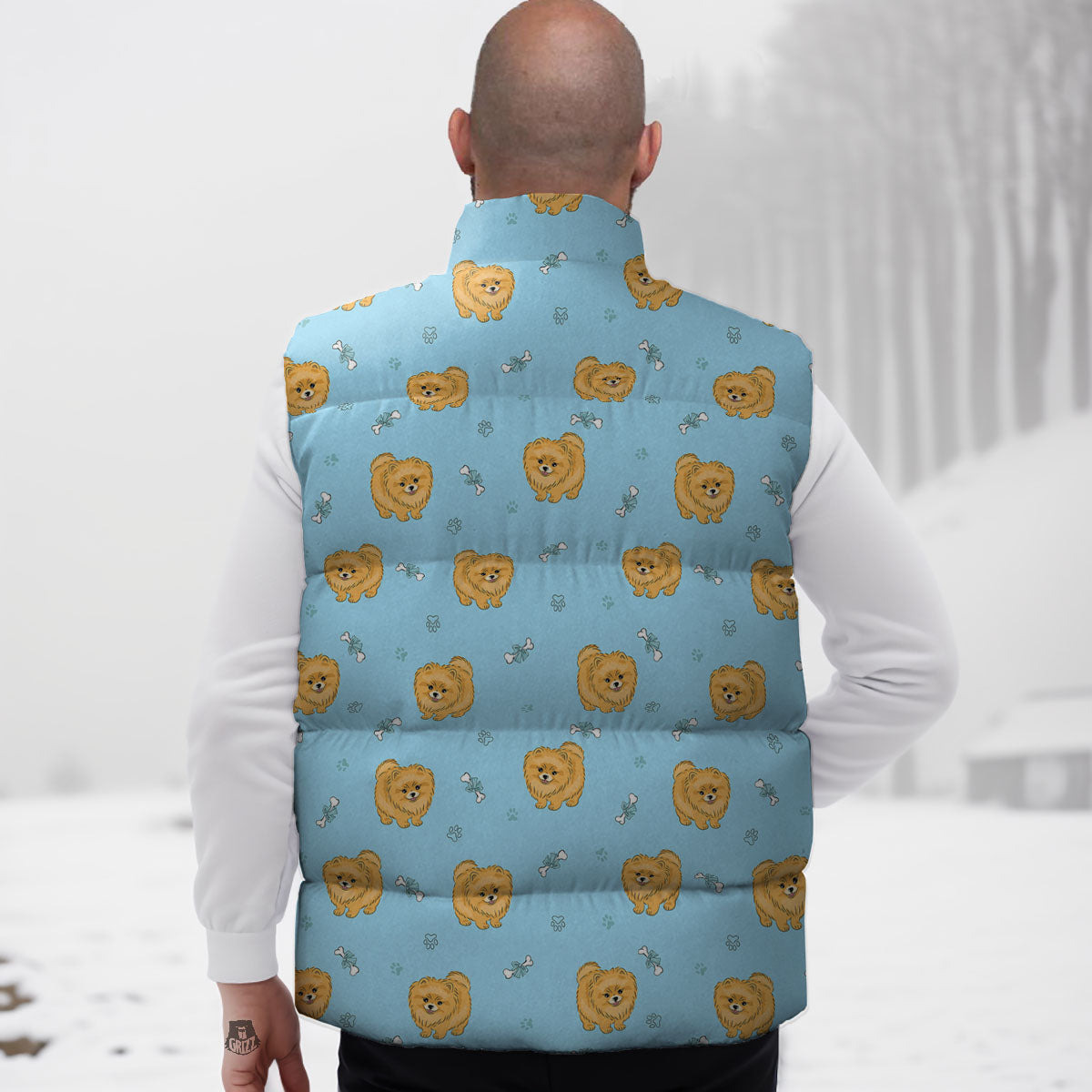 Pomeranian Little Print Pattern Down Vest