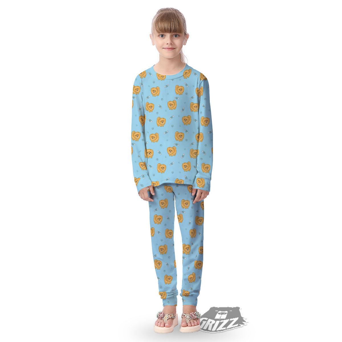 Pomeranian Little Print Pattern Kid's Pajamas-grizzshop