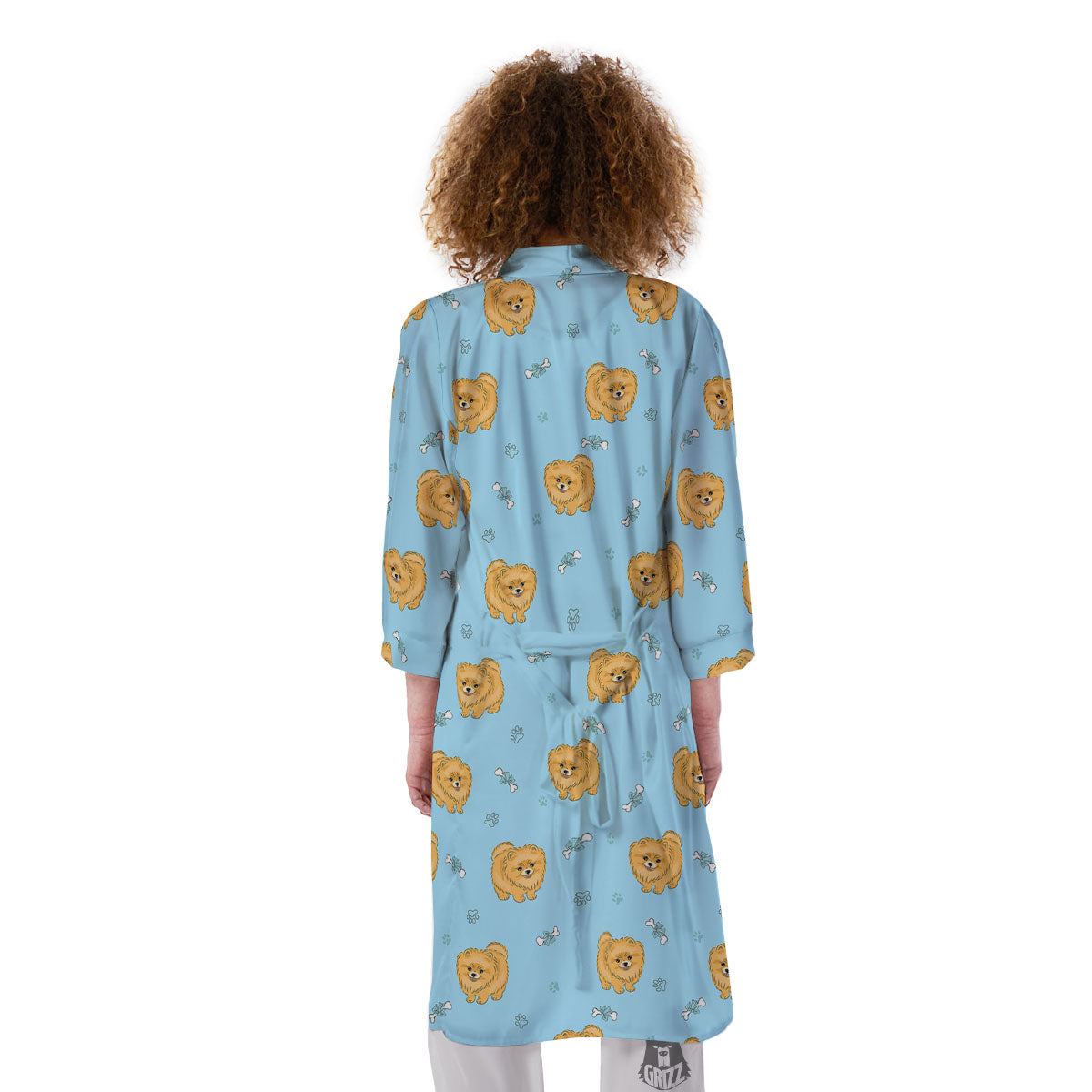 Pomeranian Little Print Pattern Kimono-grizzshop