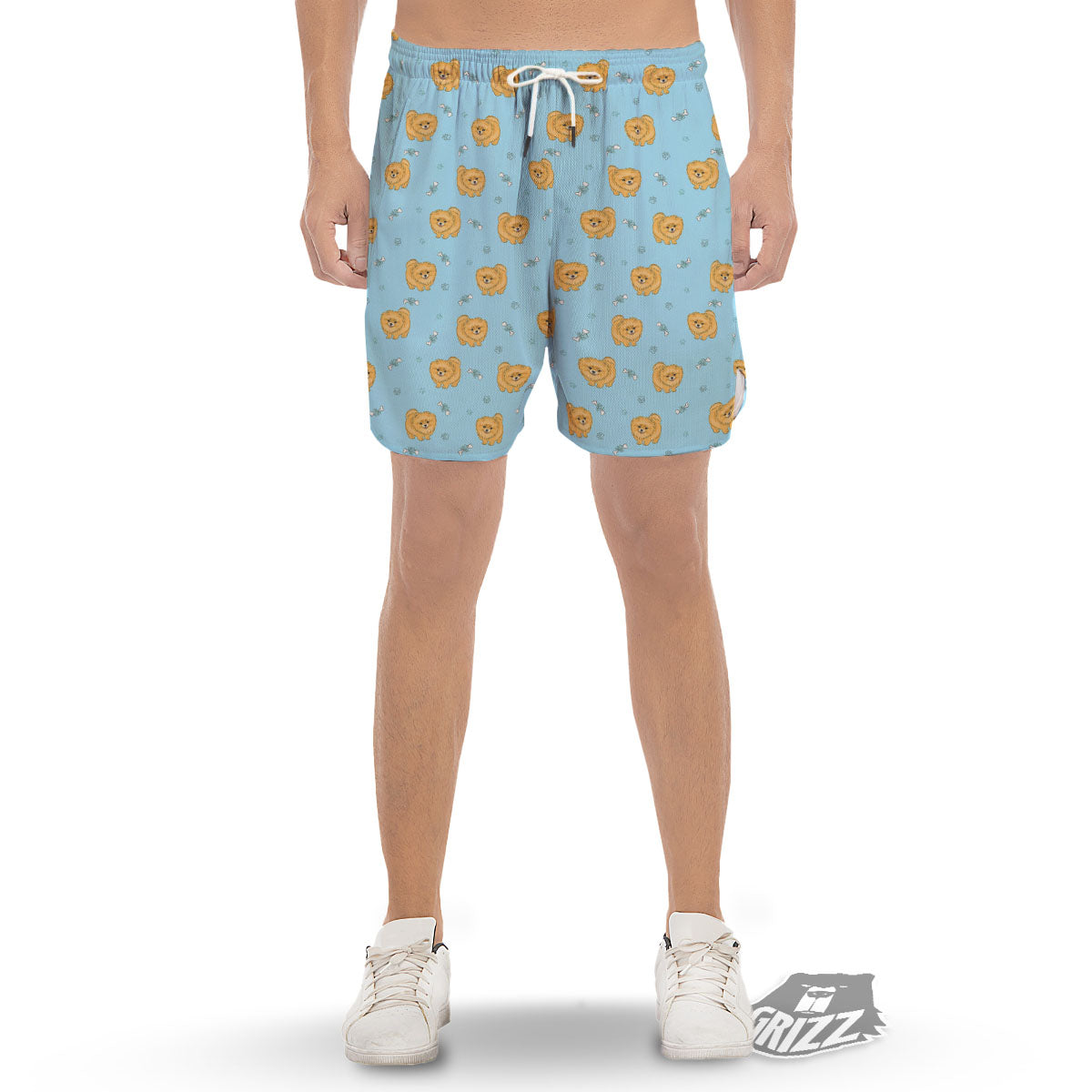 Pomeranian Little Print Pattern Men's Gym Shorts-grizzshop