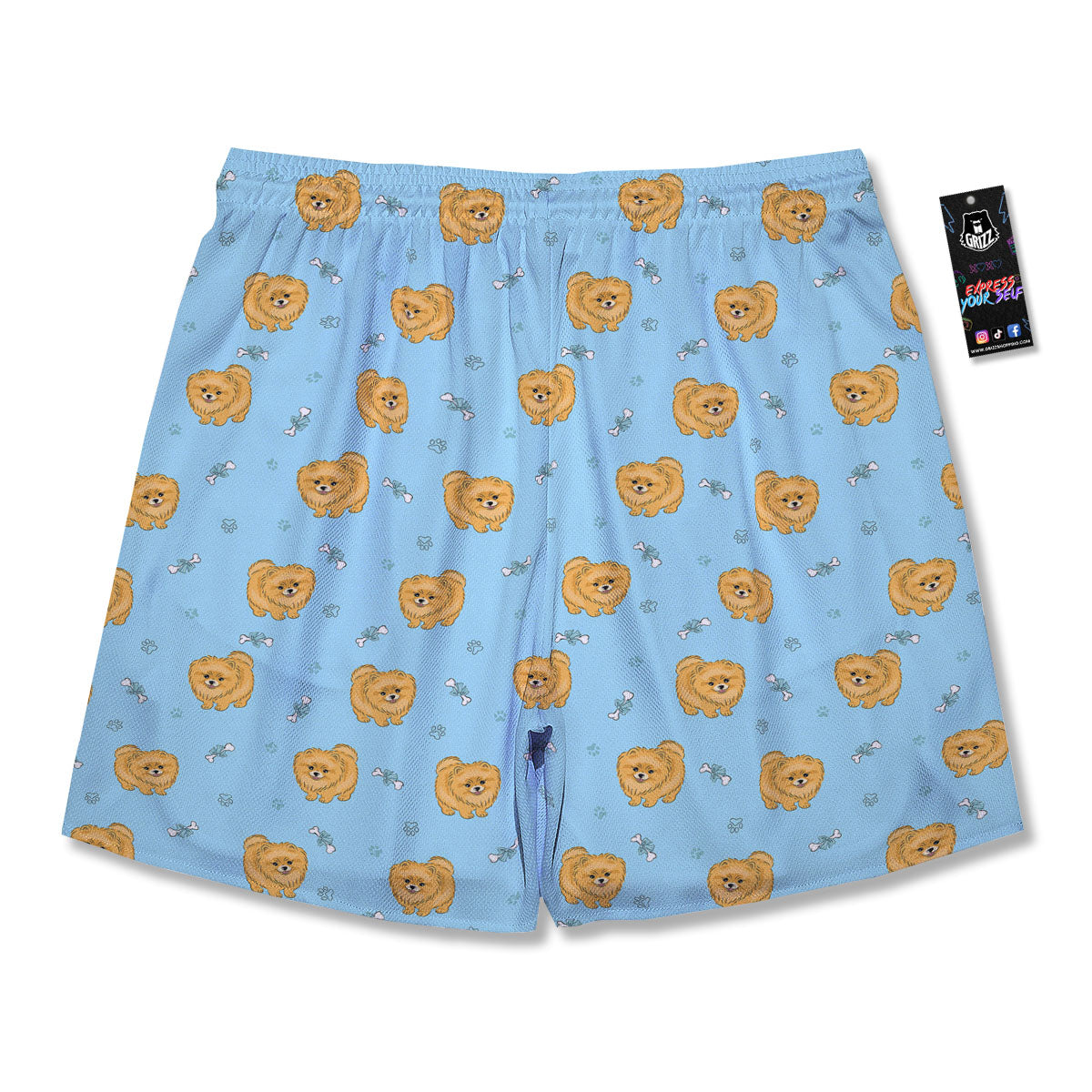 Pomeranian Little Print Pattern Men's Running Shorts-grizzshop