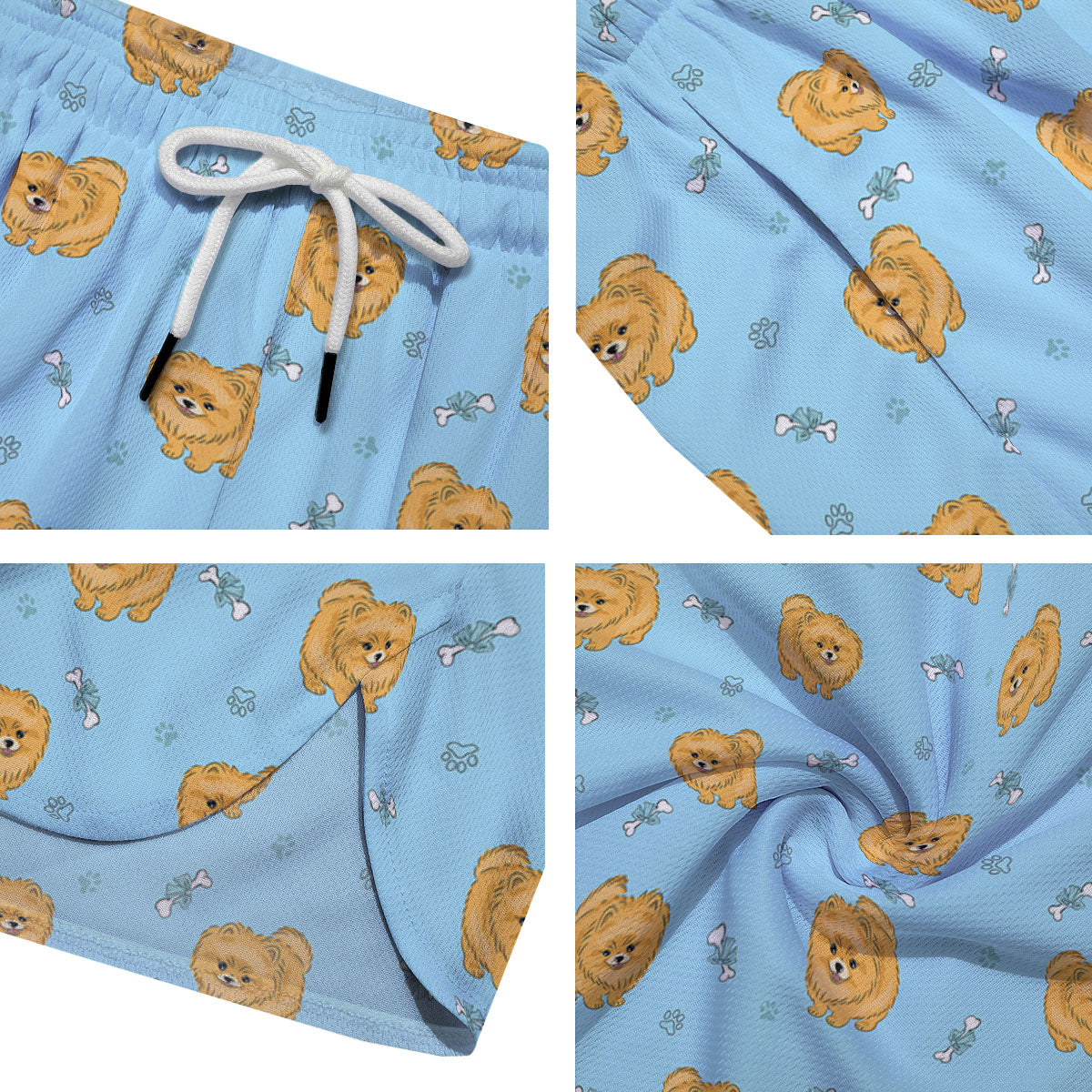 Pomeranian Little Print Pattern Men's Running Shorts-grizzshop