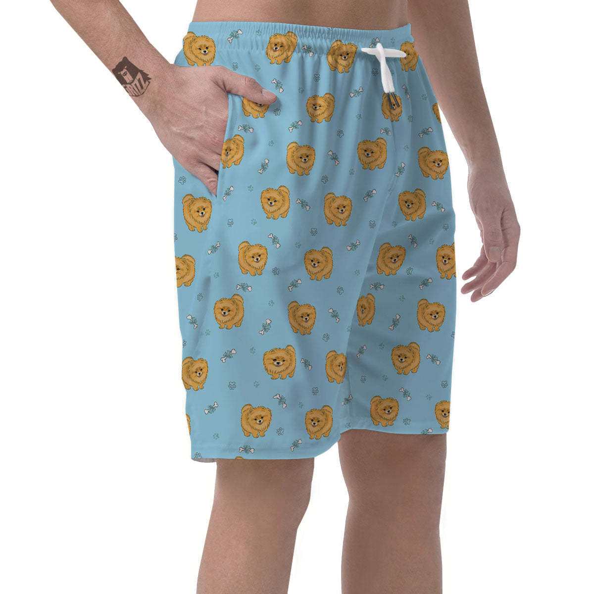 Pomeranian Little Print Pattern Men's Shorts-grizzshop
