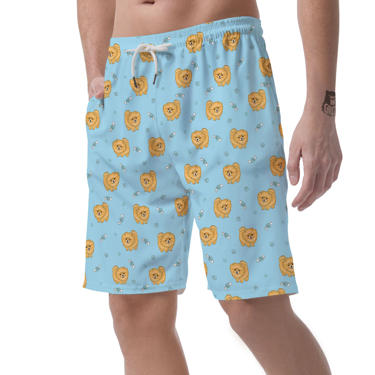 Pomeranian Little Print Pattern Men's Shorts-grizzshop