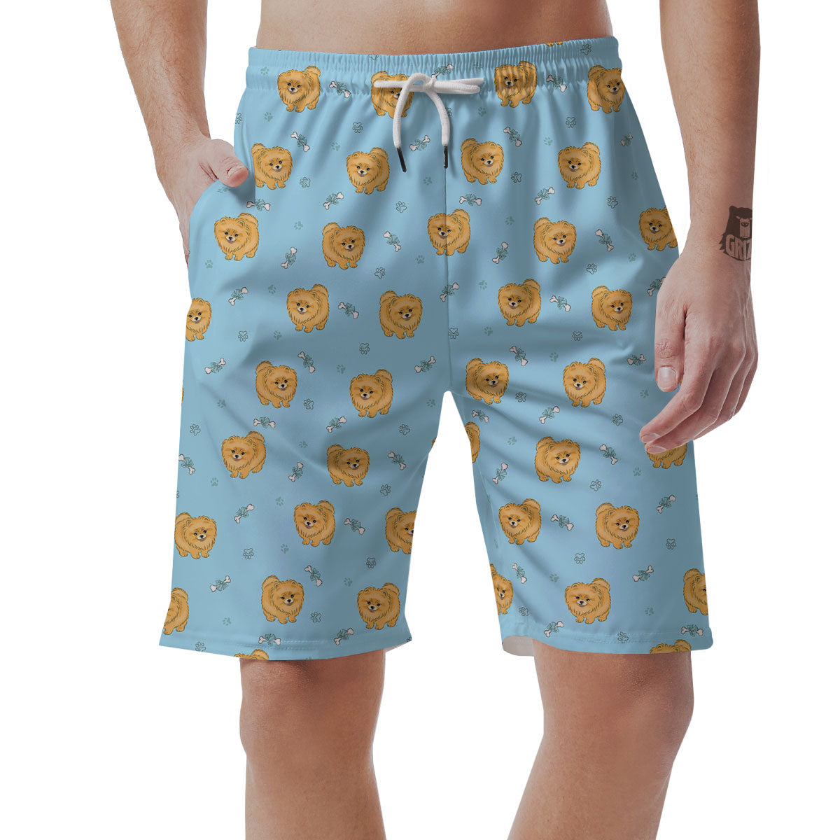 Pomeranian Little Print Pattern Men's Shorts-grizzshop
