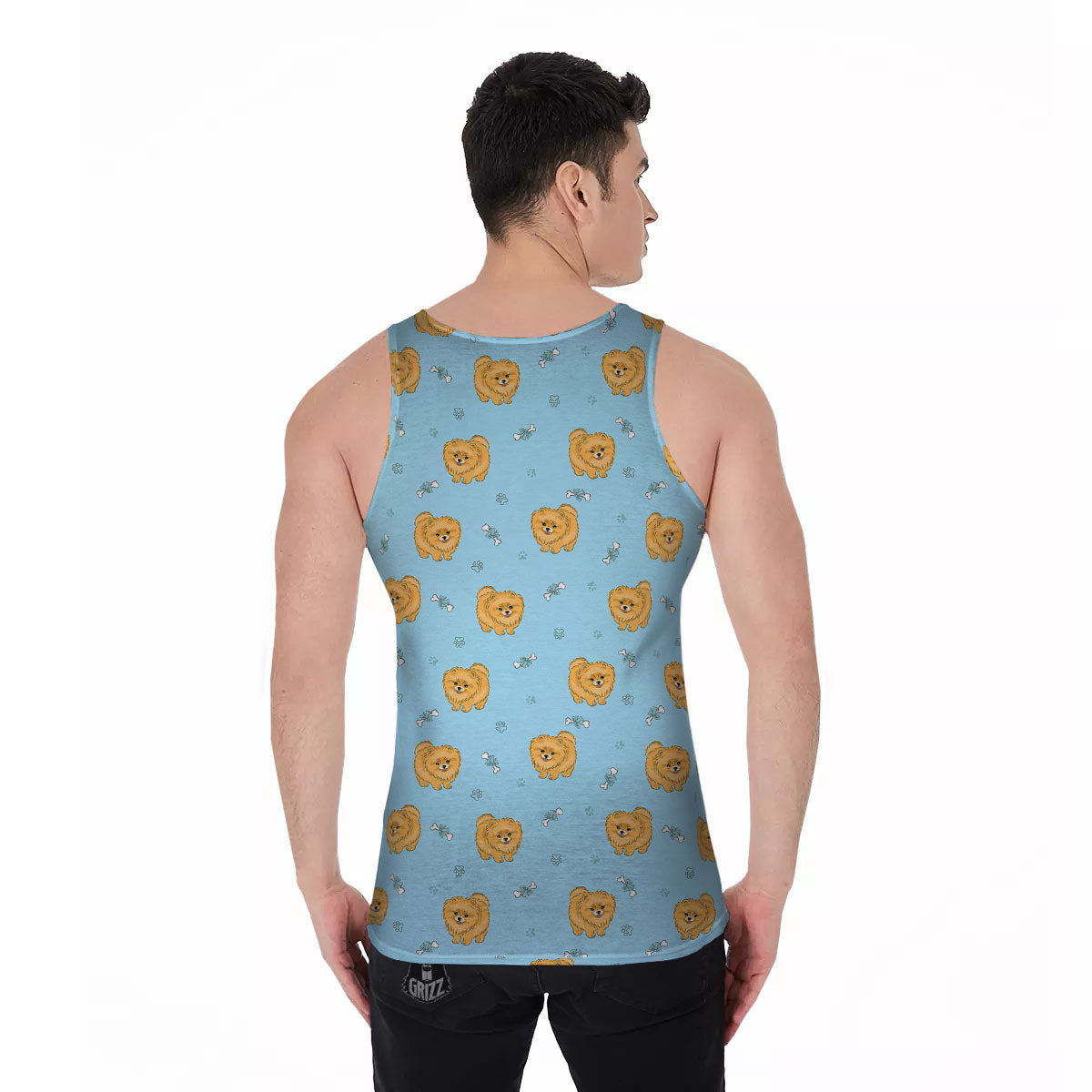 Pomeranian Little Print Pattern Men's Tank Top-grizzshop