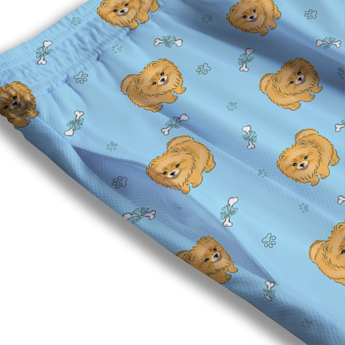 Pomeranian Little Print Pattern Mesh Shorts