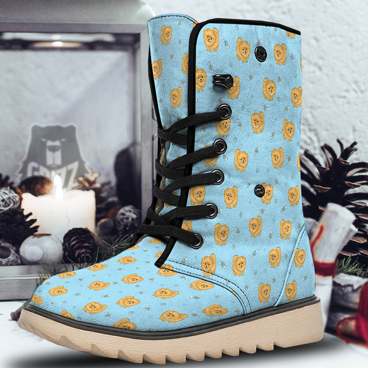 Pomeranian Little Print Pattern Snow Boots-grizzshop