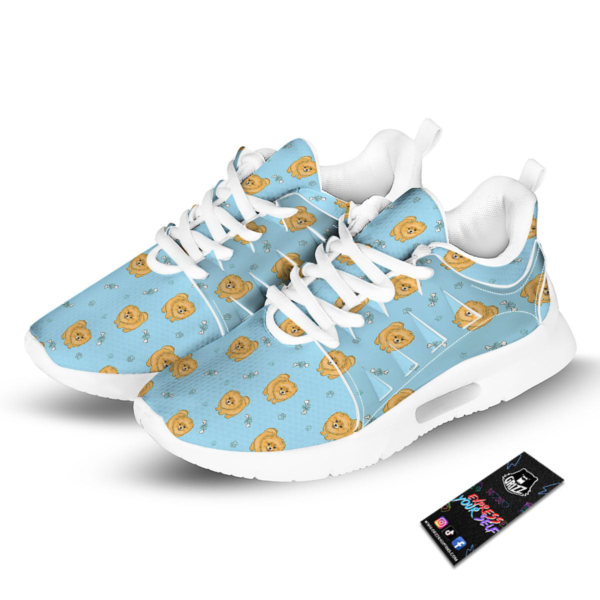 Pomeranian Little Print Pattern Tennis Shoes-grizzshop