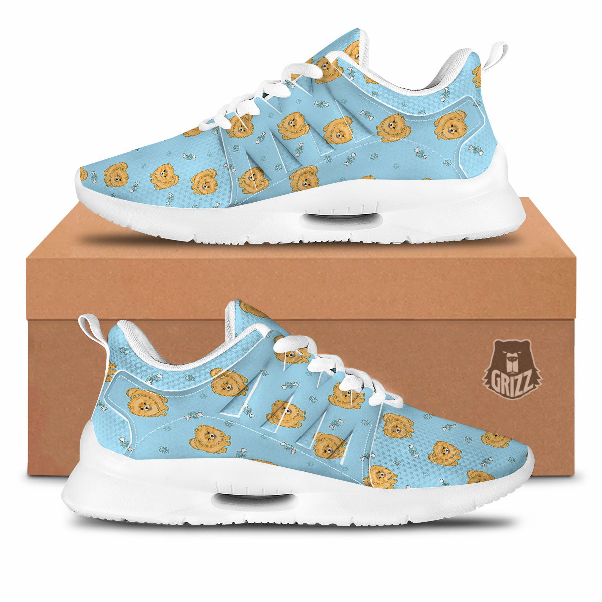 Pomeranian Little Print Pattern Tennis Shoes-grizzshop