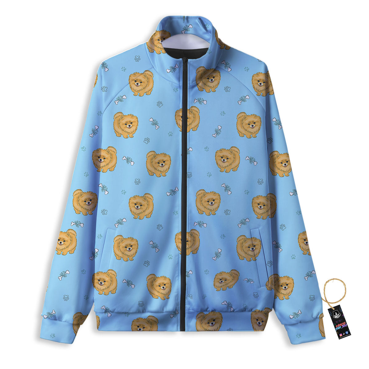 Pomeranian Little Print Pattern Track Jacket-grizzshop