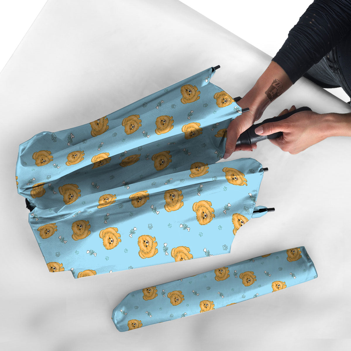 Pomeranian Little Print Pattern Umbrella-grizzshop