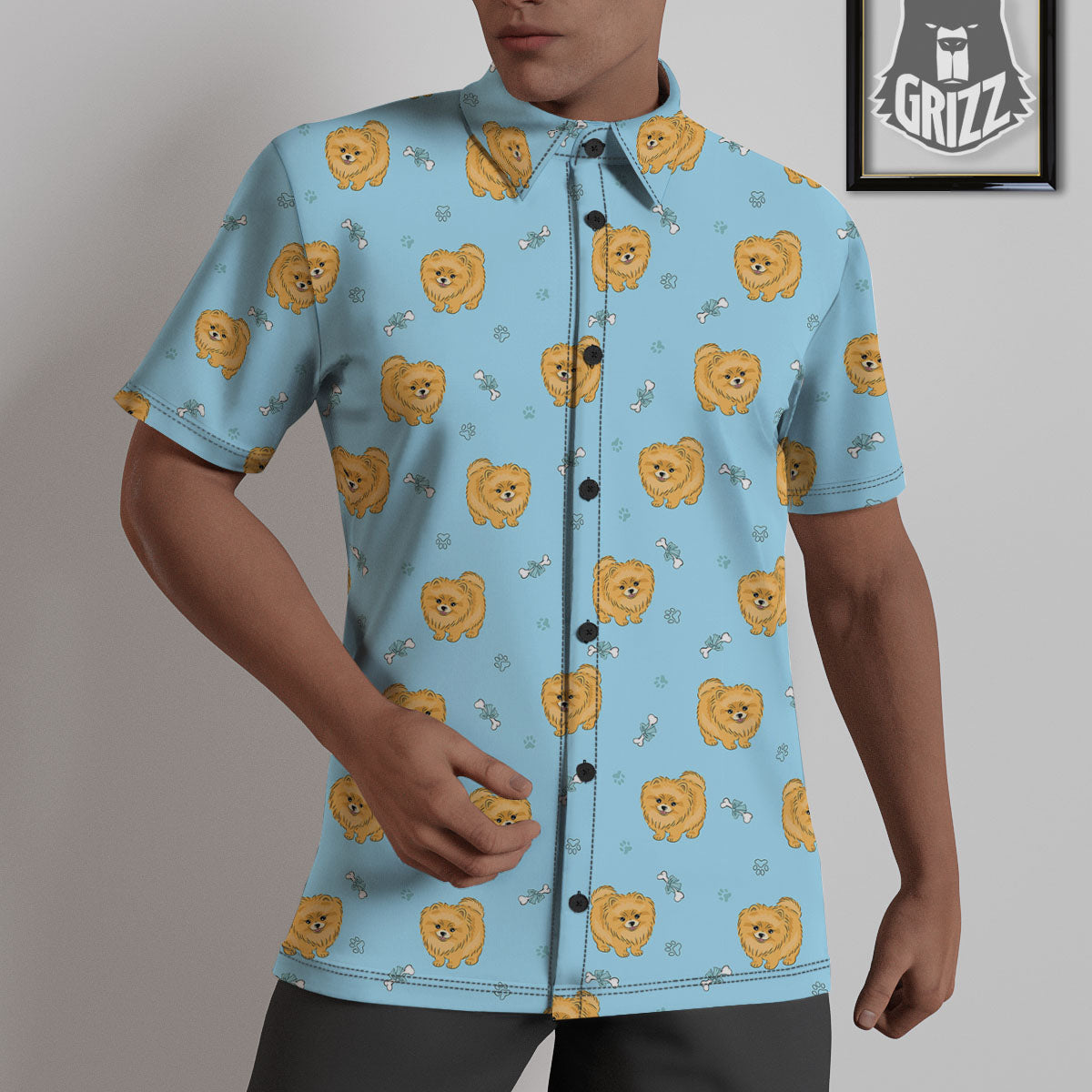 Pomeranian Little Print Pattern Untucked Shirts-grizzshop