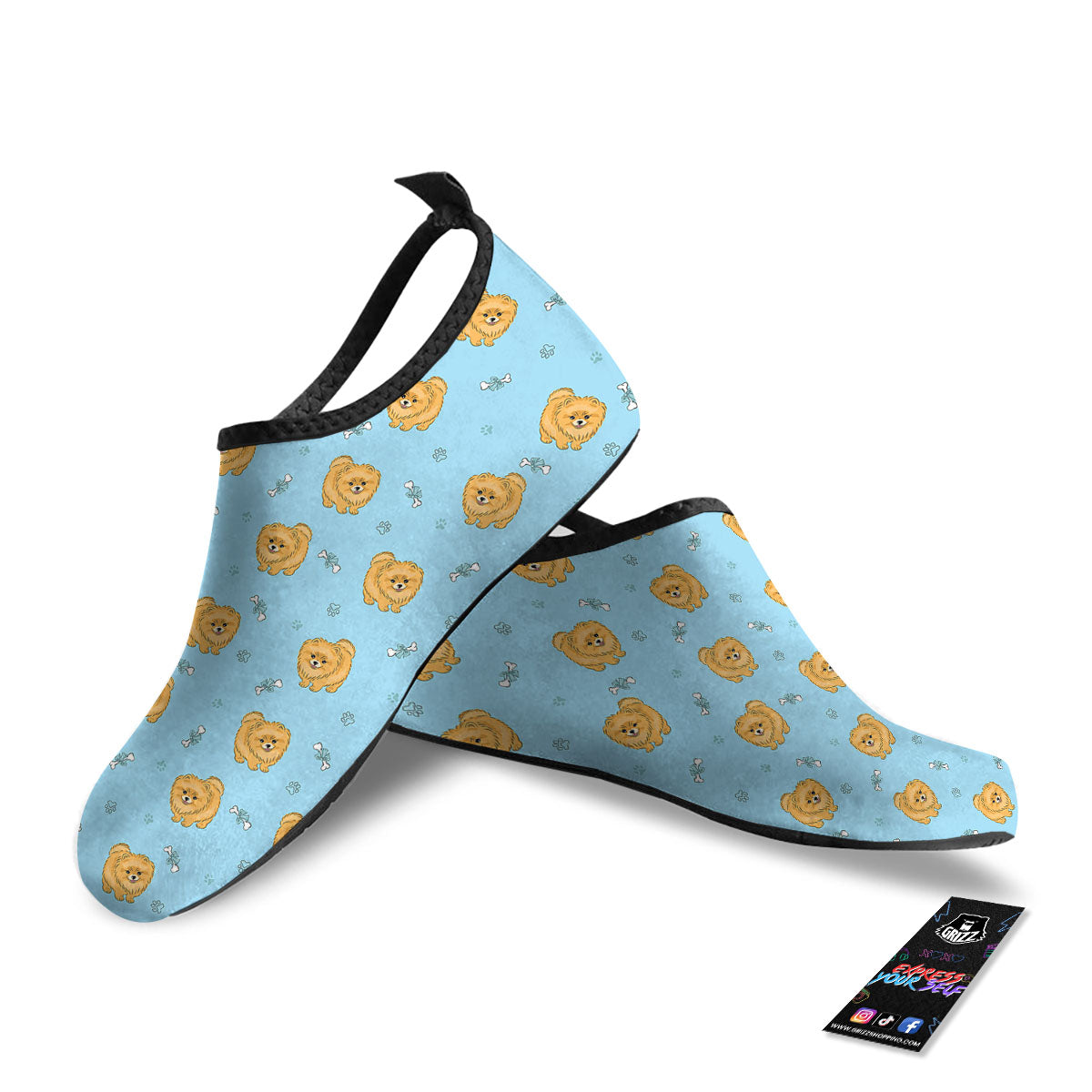 Pomeranian Little Print Pattern Water Shoes-grizzshop