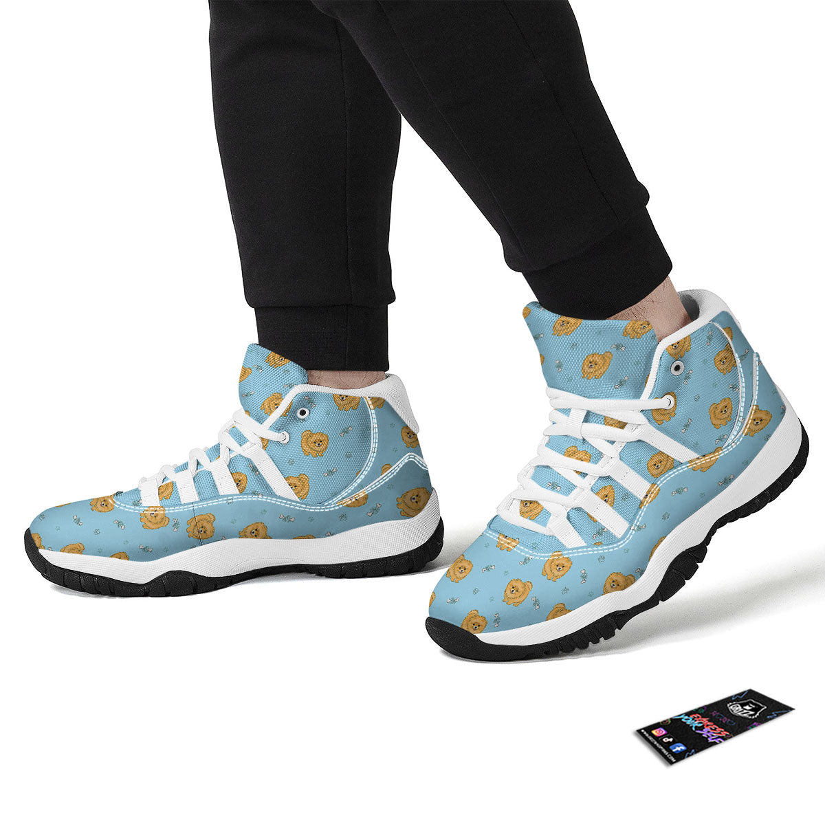 Pomeranian Little Print Pattern White Bball Shoes-grizzshop