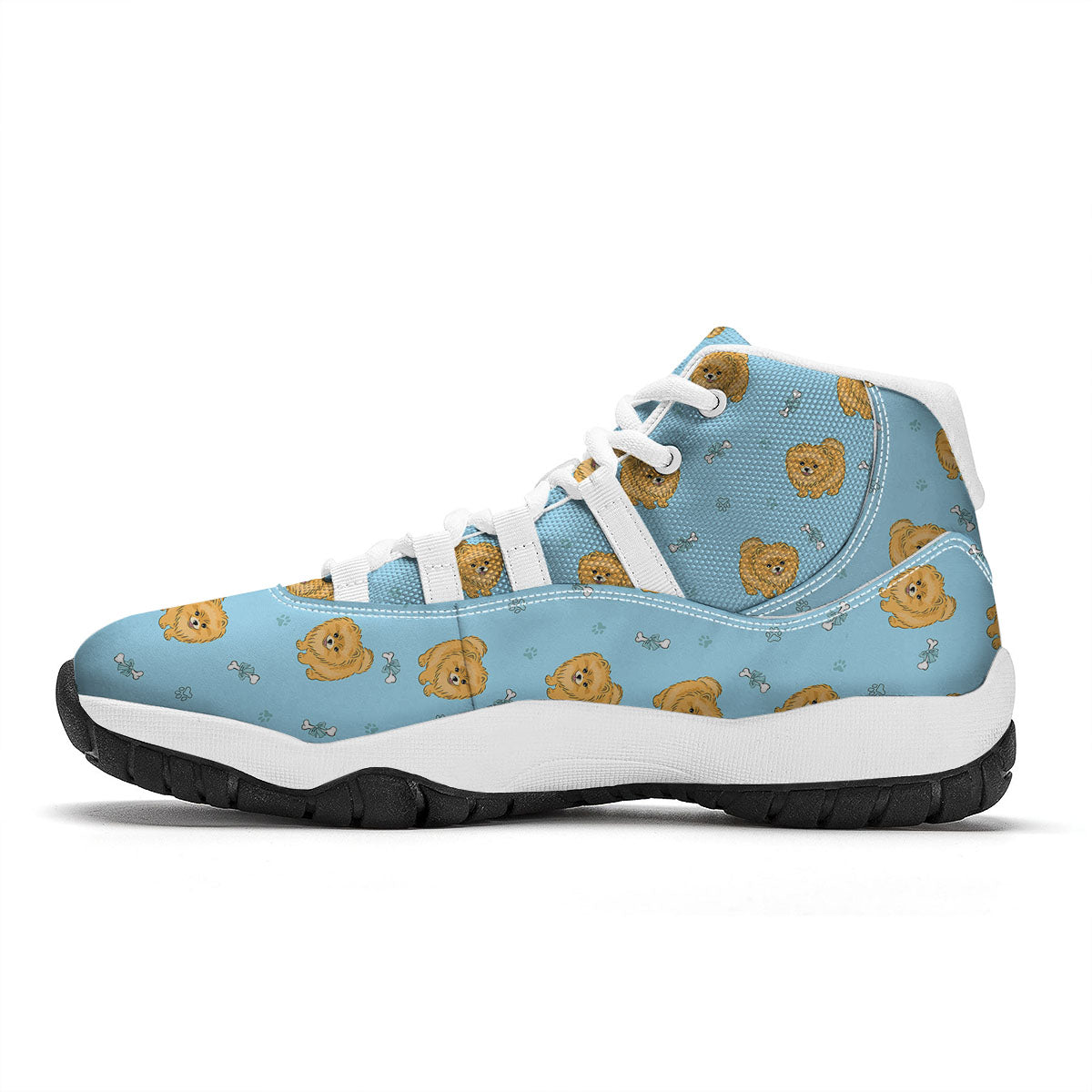 Pomeranian Little Print Pattern White Bball Shoes-grizzshop