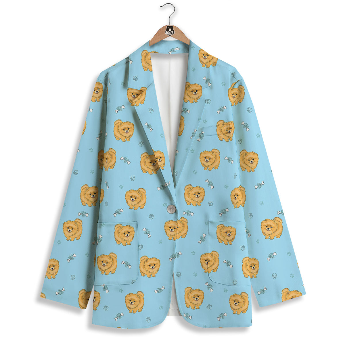 Pomeranian Little Print Pattern Women's Blazer-grizzshop