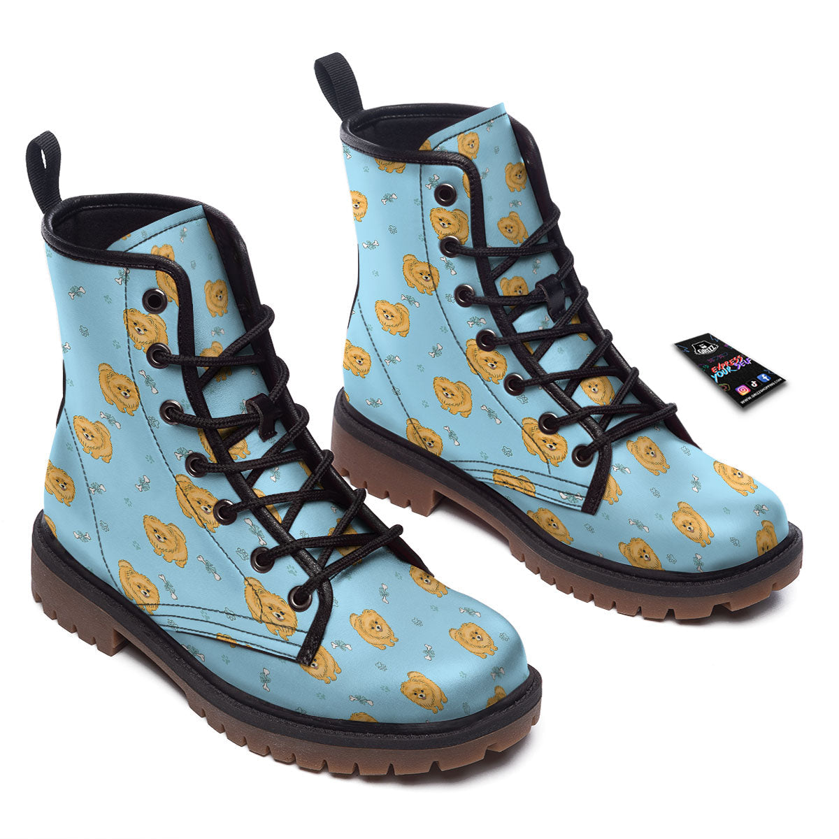 Pomeranian Little Print Pattern Work Boots-grizzshop