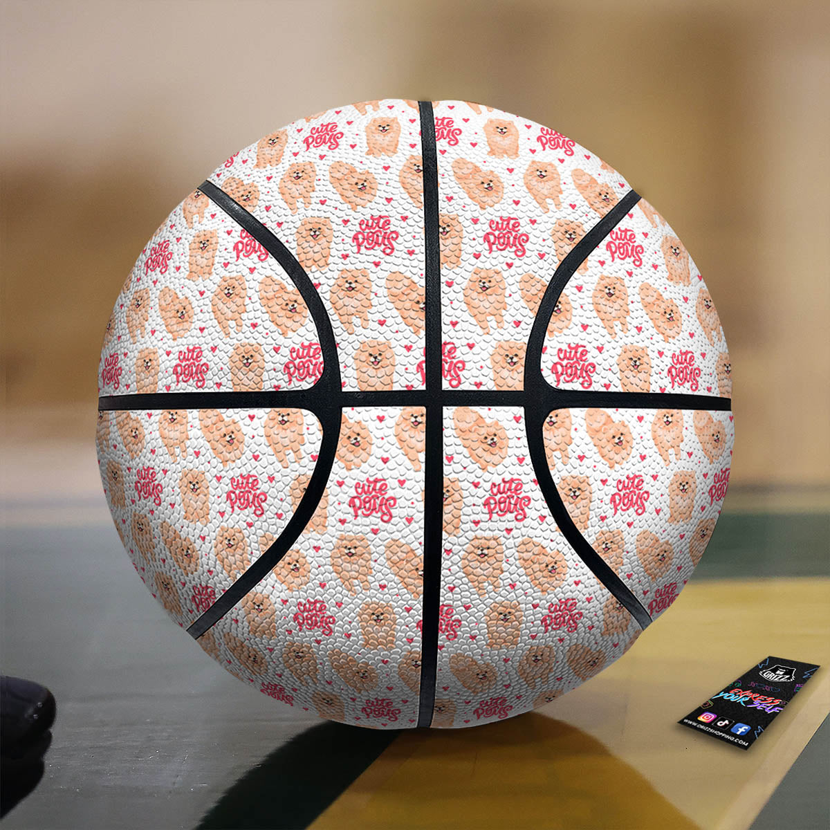 Pomeranian Cartoon Print Pattern Basketball