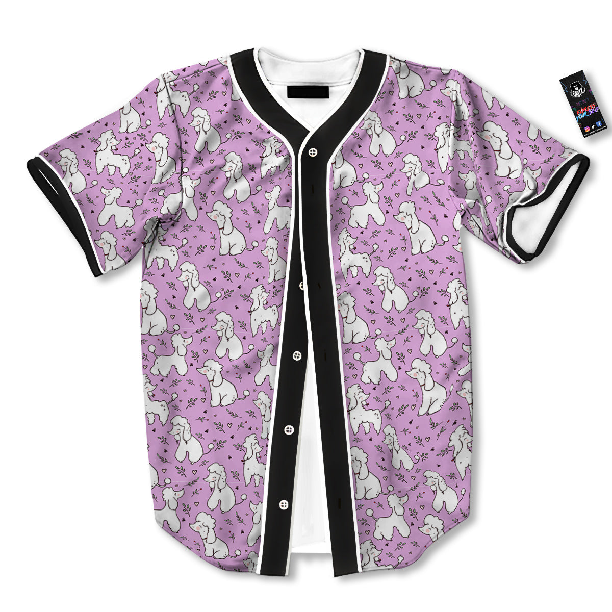 Poodle Cute Print Pattern Baseball Jersey-grizzshop