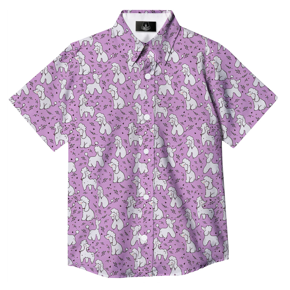 Poodle Cute Print Pattern Button Up Shirt-grizzshop