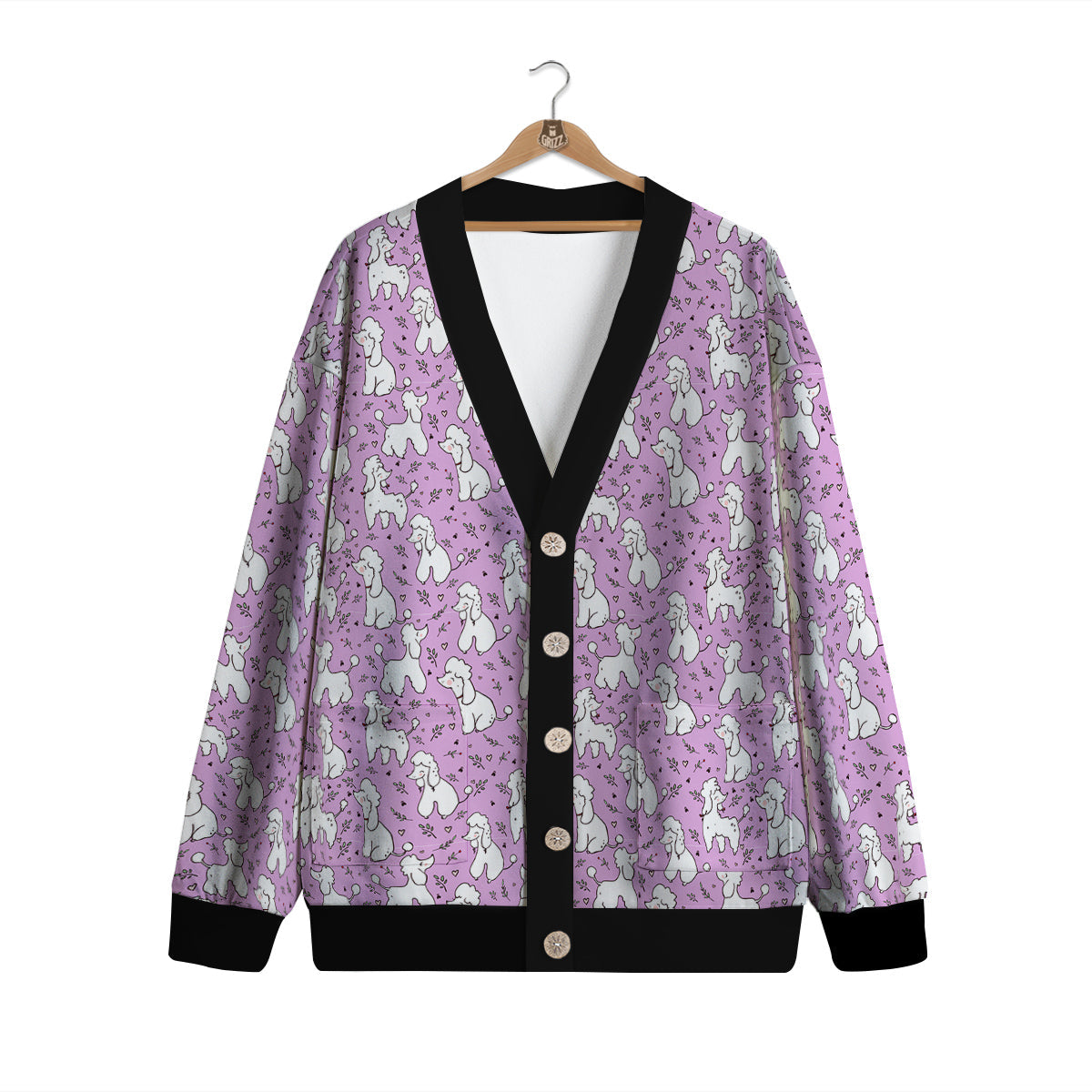 Poodle Cute Print Pattern Cardigan-grizzshop