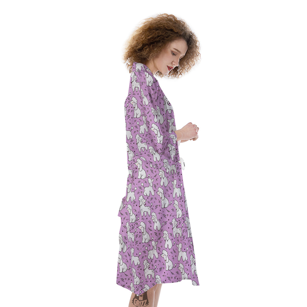 Poodle Cute Print Pattern Kimono-grizzshop