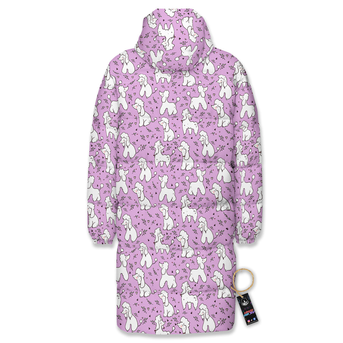 Poodle Cute Print Pattern Long Down Jacket-grizzshop