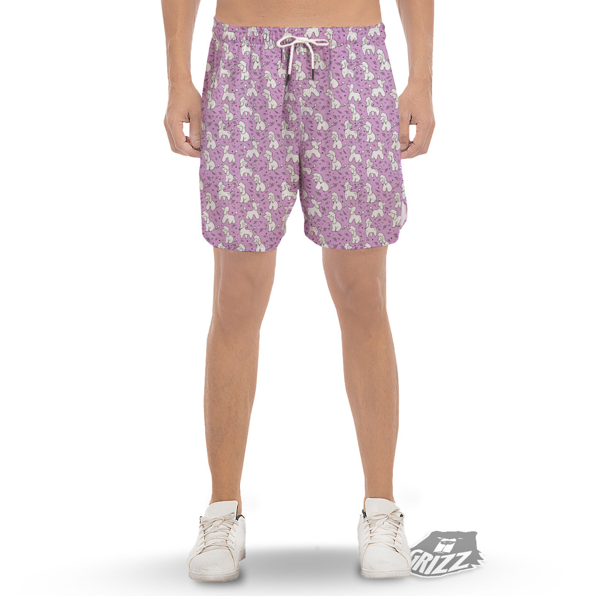 Poodle Cute Print Pattern Men's Gym Shorts-grizzshop