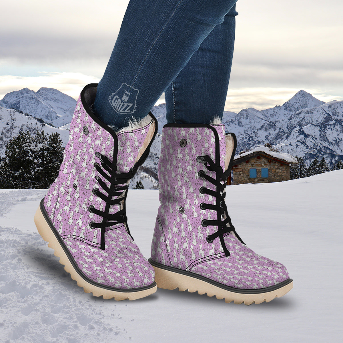 Poodle Cute Print Pattern Snow Boots-grizzshop