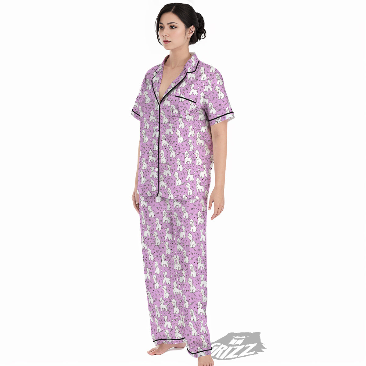 Poodle Cute Print Pattern Women's Pajamas Set-grizzshop
