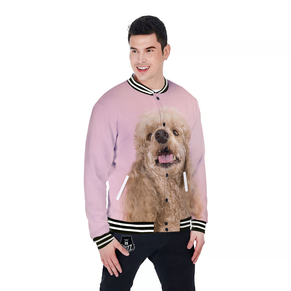 Poodle Princess Print Baseball Jacket-grizzshop