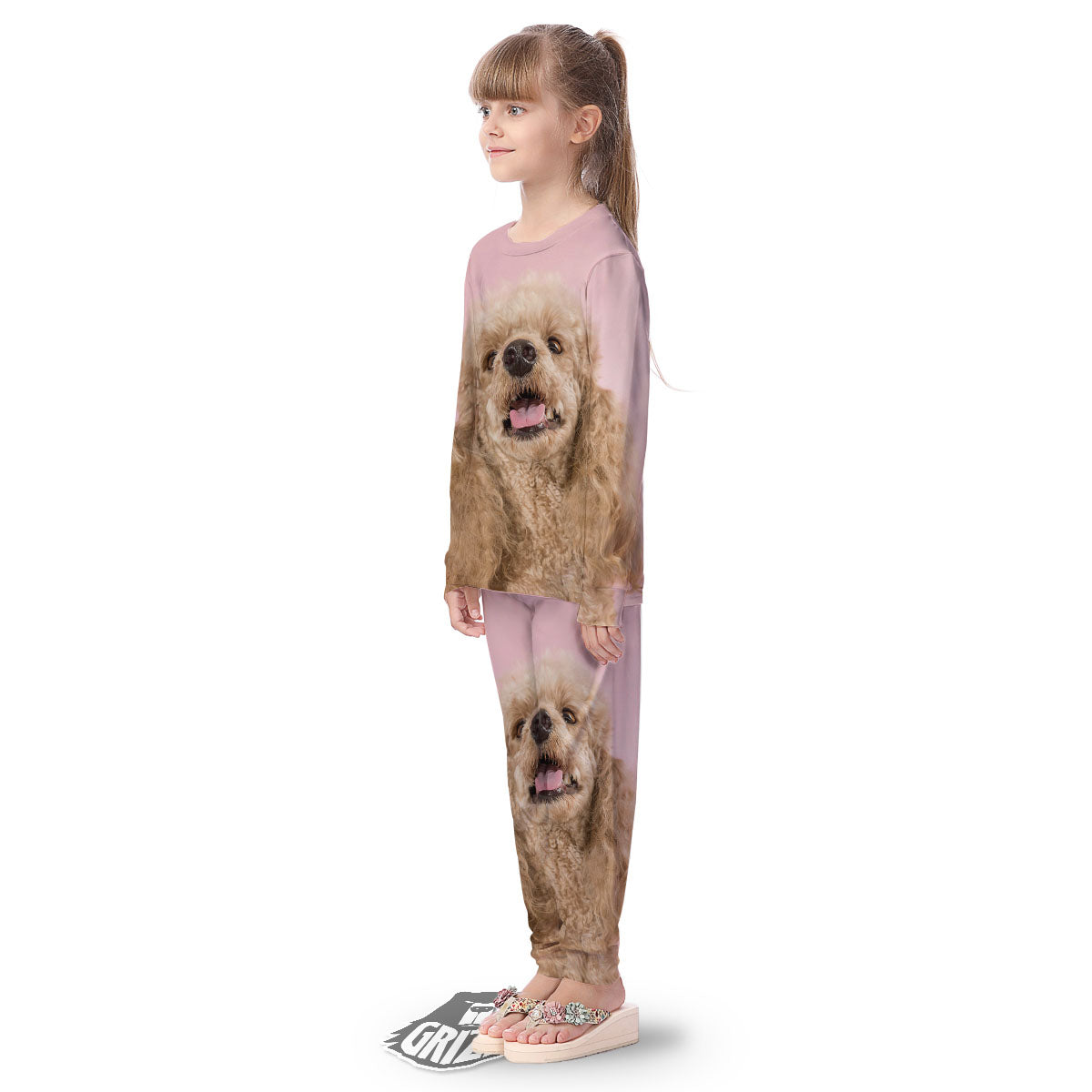 Poodle Princess Print Kid's Pajamas-grizzshop