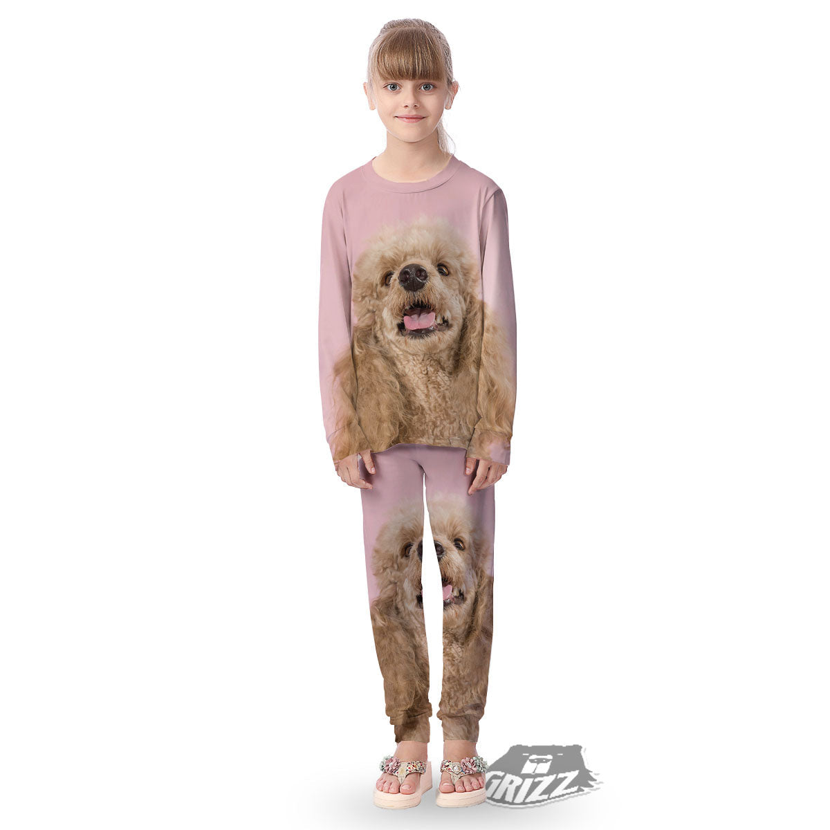 Poodle Princess Print Kid's Pajamas-grizzshop