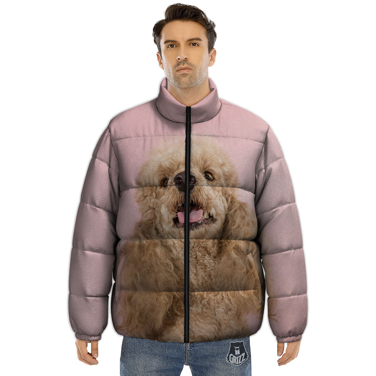 Poodle Princess Print Puffer Jacket-grizzshop