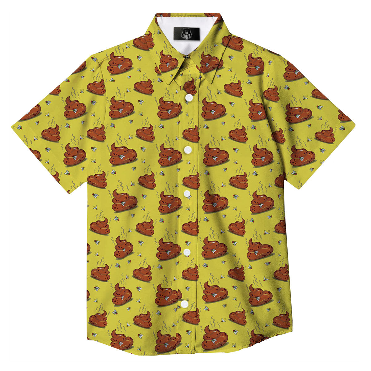 Poop Brown Print Pattern Button Up Shirt-grizzshop