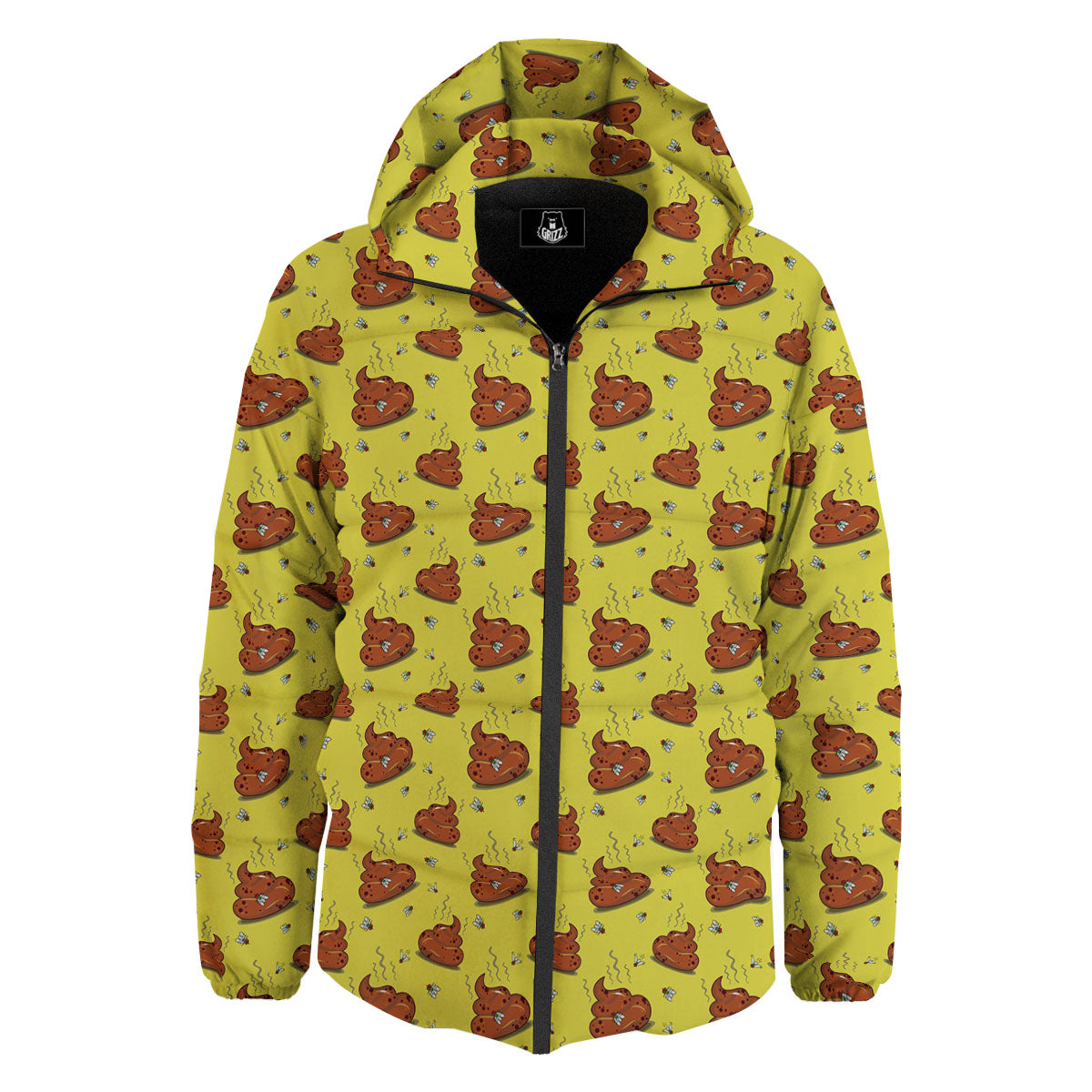 Poop Brown Print Pattern Down Jacket-grizzshop