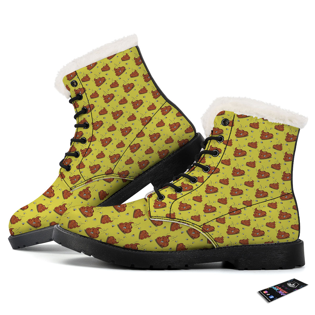 Poop Brown Print Pattern Winter Boots-grizzshop