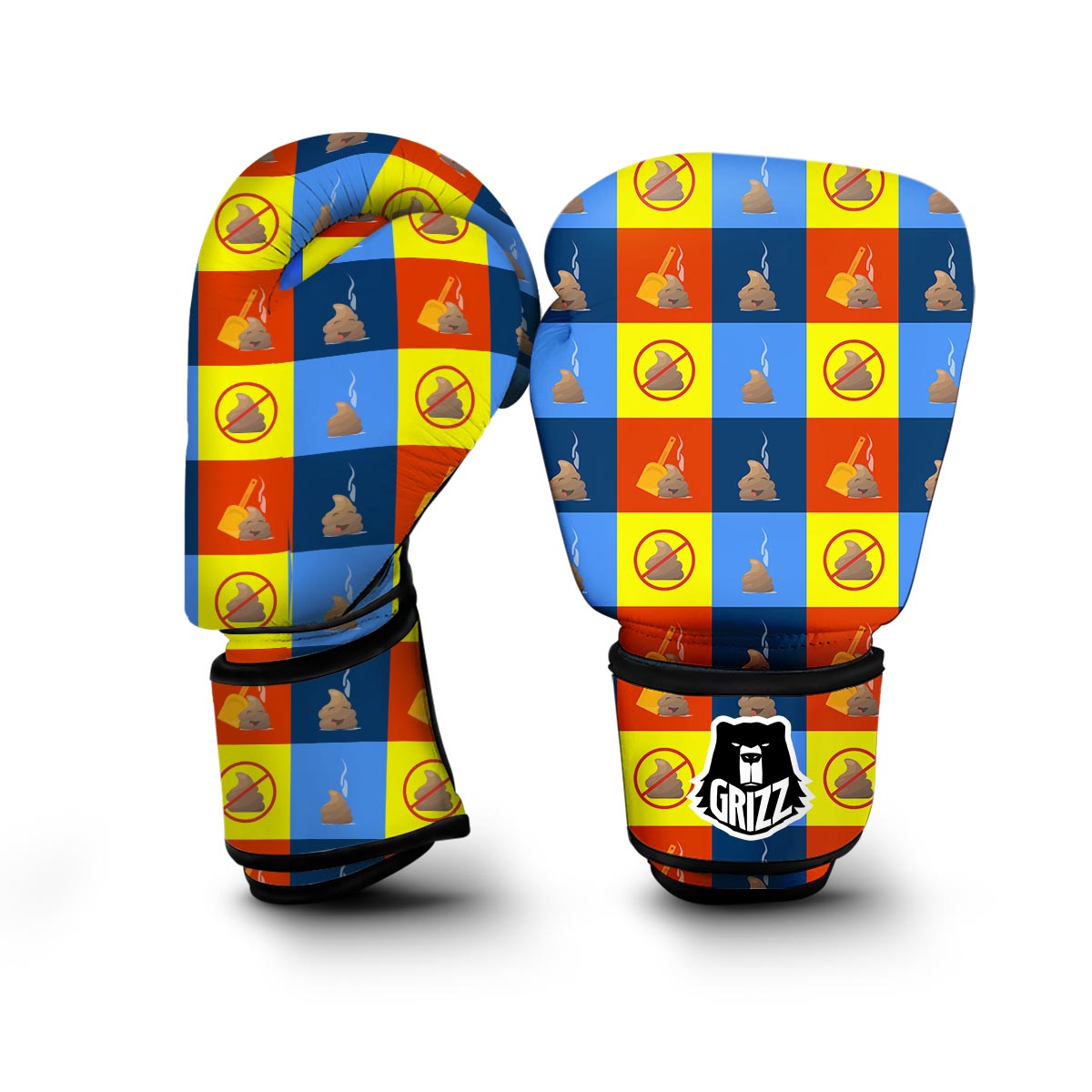 Poop Emoji Pattern Print Boxing Gloves-grizzshop