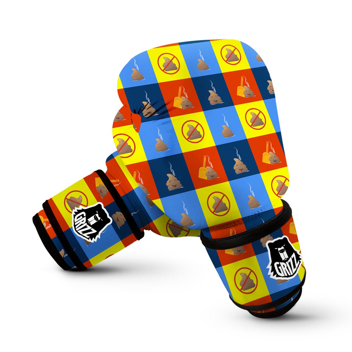 Poop Emoji Pattern Print Boxing Gloves-grizzshop