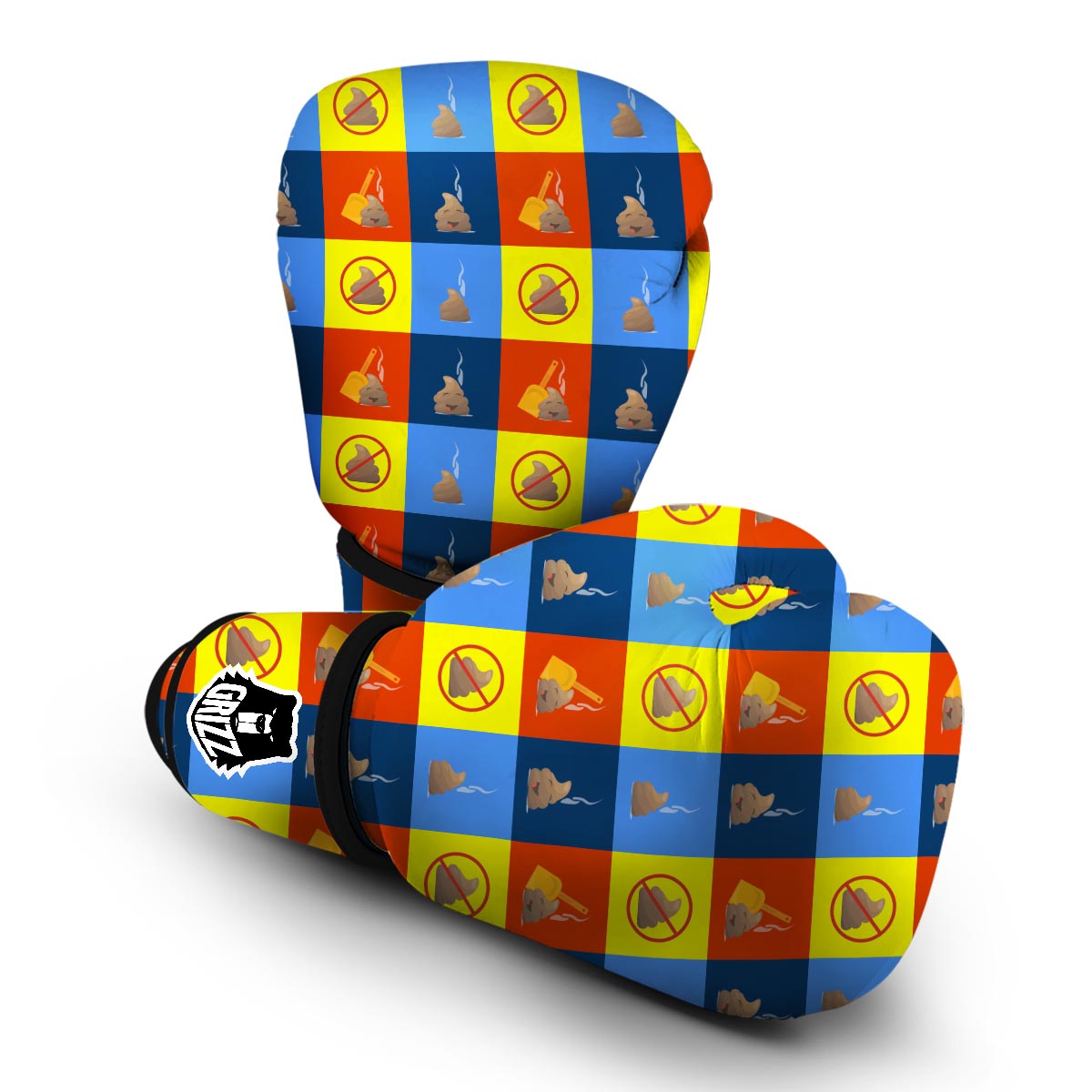 Poop Emoji Pattern Print Boxing Gloves-grizzshop