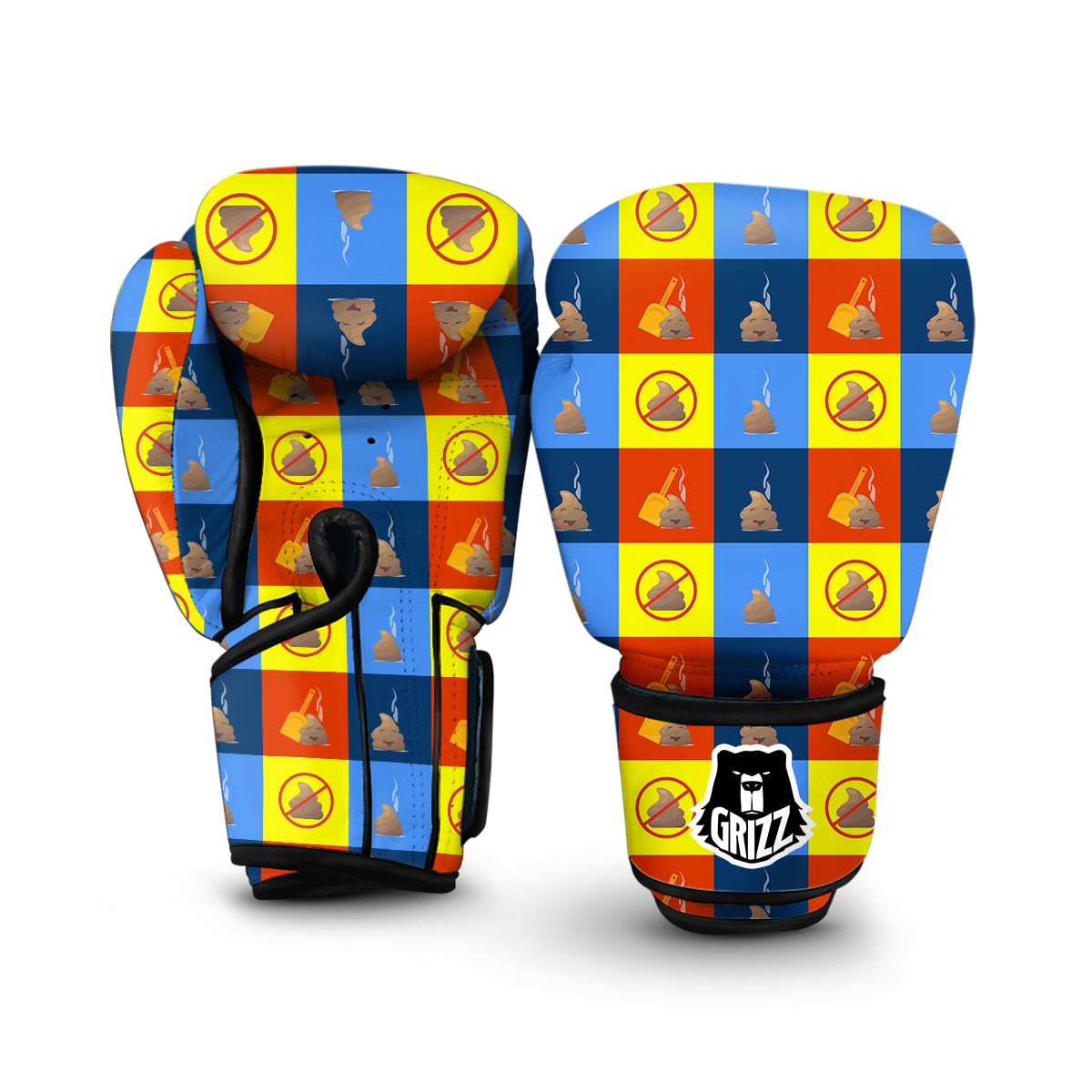 Poop Emoji Pattern Print Boxing Gloves-grizzshop