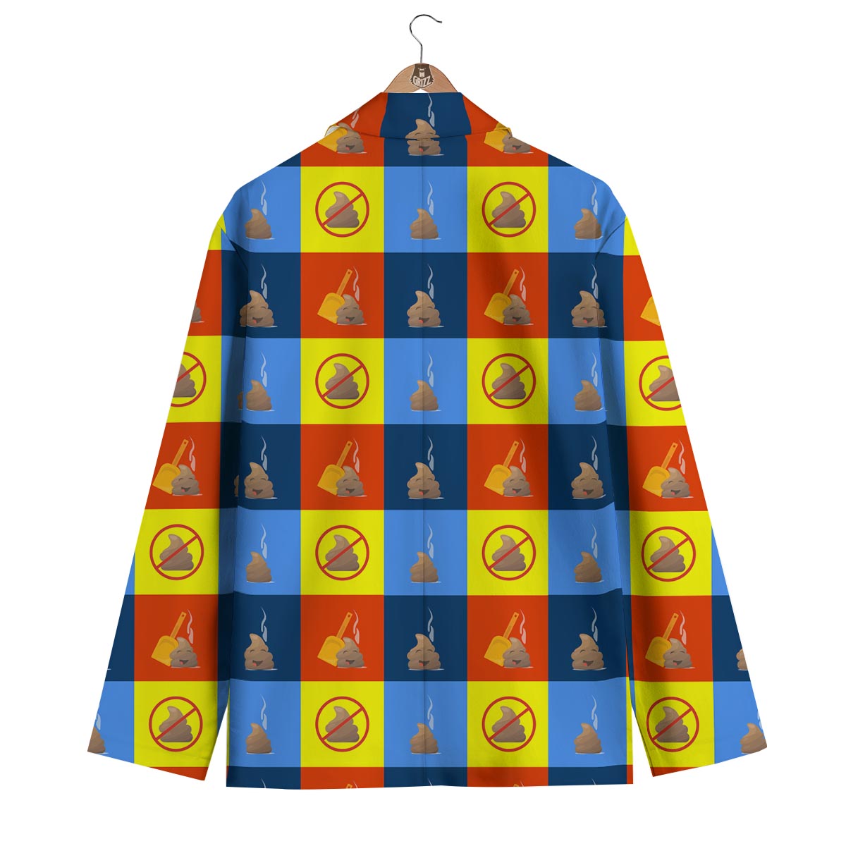 Poop Emoji Pattern Print Men's Blazer-grizzshop