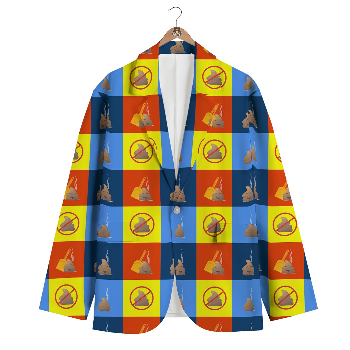 Poop Emoji Pattern Print Men's Blazer-grizzshop