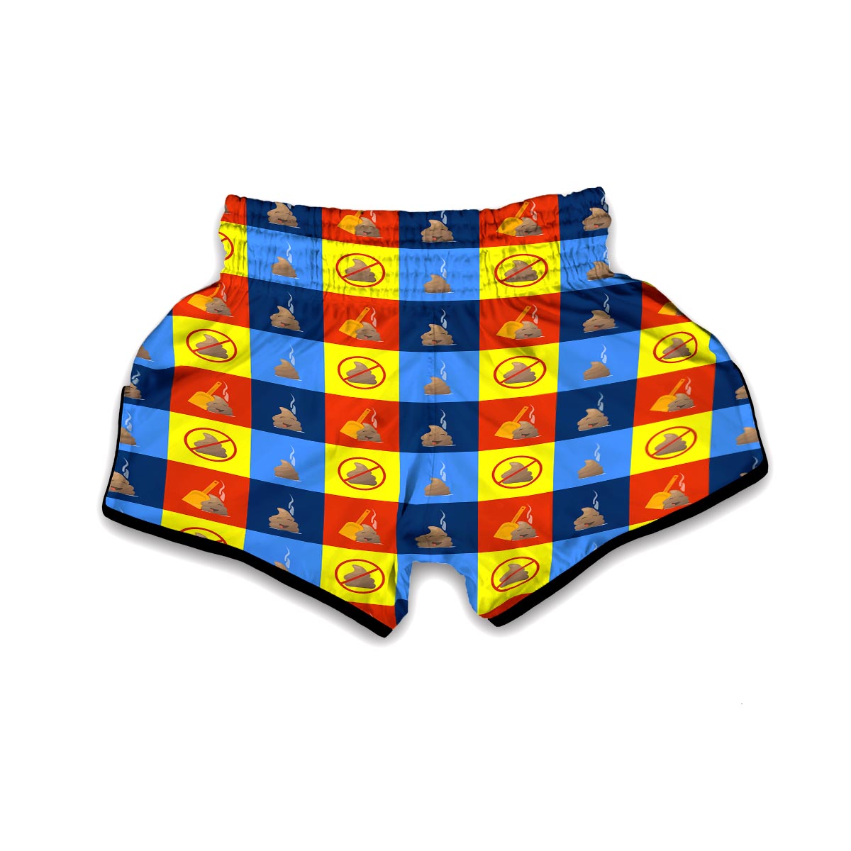 Poop Emoji Pattern Print Muay Thai Boxing Shorts-grizzshop